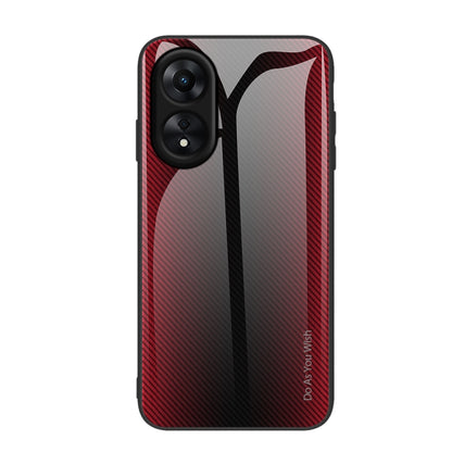 For OPPO A17 Texture Gradient Glass TPU Phone Case(Red) by buy2fix