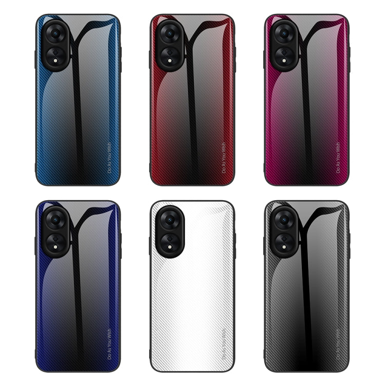 For OPPO A17 Texture Gradient Glass TPU Phone Case(Red) by buy2fix