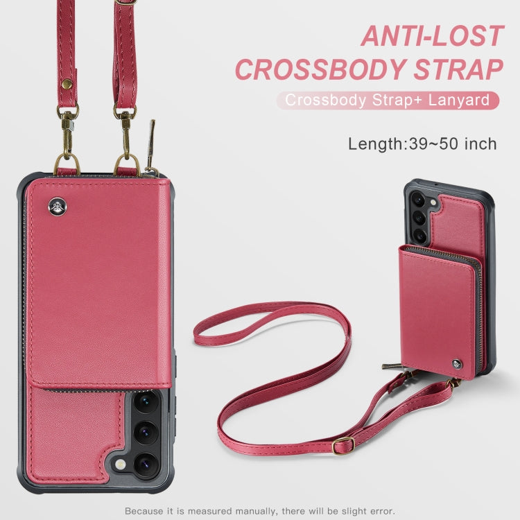 For Samsung Galaxy S23 5G JEEHOOD C22 Series Zipper Wallet Leather Phone Case with Dual Lanyard(Red) - Galaxy S23 5G Cases by JEEHOOD | Online Shopping UK | buy2fix