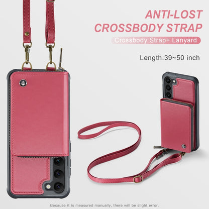 For Samsung Galaxy S23 5G JEEHOOD C22 Series Zipper Wallet Leather Phone Case with Dual Lanyard(Red) - Galaxy S23 5G Cases by JEEHOOD | Online Shopping UK | buy2fix