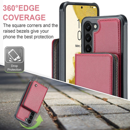 For Samsung Galaxy S23 5G JEEHOOD C22 Series Zipper Wallet Leather Phone Case with Dual Lanyard(Red) - Galaxy S23 5G Cases by JEEHOOD | Online Shopping UK | buy2fix