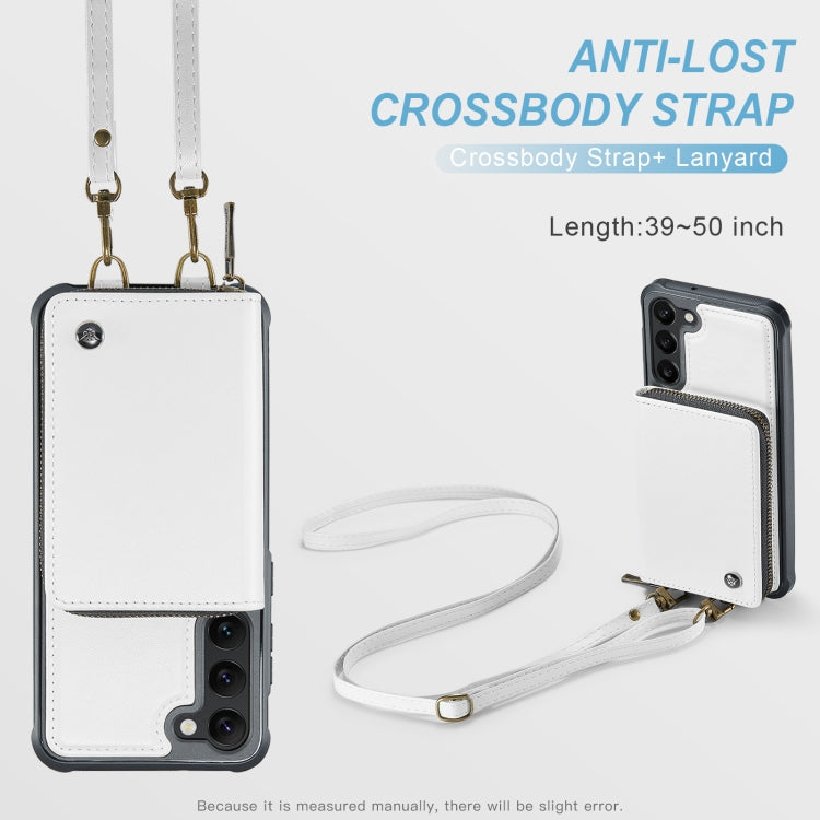 For Samsung Galaxy S23+ 5G JEEHOOD C22 Series Zipper Wallet Leather Phone Case with Dual Lanyard(White) - Galaxy S23+ 5G Cases by JEEHOOD | Online Shopping UK | buy2fix