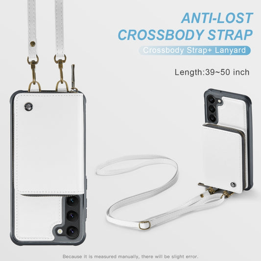 For Samsung Galaxy S23+ 5G JEEHOOD C22 Series Zipper Wallet Leather Phone Case with Dual Lanyard(White) - Galaxy S23+ 5G Cases by JEEHOOD | Online Shopping UK | buy2fix