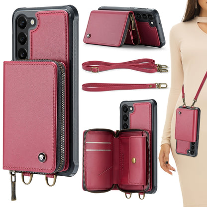 For Samsung Galaxy S23+ 5G JEEHOOD C22 Series Zipper Wallet Leather Phone Case with Dual Lanyard(Red) - Galaxy S23+ 5G Cases by JEEHOOD | Online Shopping UK | buy2fix