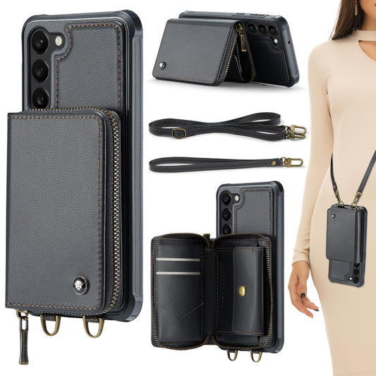 For Samsung Galaxy S23+ 5G JEEHOOD C22 Series Zipper Wallet Leather Phone Case with Dual Lanyard(Black) - Galaxy S23+ 5G Cases by JEEHOOD | Online Shopping UK | buy2fix