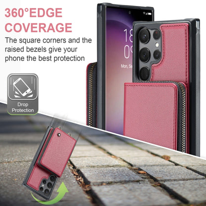 For Samsung Galaxy S23 Ultra 5G JEEHOOD C22 Series Zipper Wallet Leather Phone Case with Dual Lanyard(Red) - Galaxy S23 Ultra 5G Cases by JEEHOOD | Online Shopping UK | buy2fix