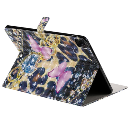 For iPad Pro 12.9 (2020) 3D Colored Drawing Horizontal Flip Leather Tablet Case with Holder & Card Slot & Wallet(Pink Butterfly) - iPad Pro 12.9 (2020) Cases by buy2fix | Online Shopping UK | buy2fix