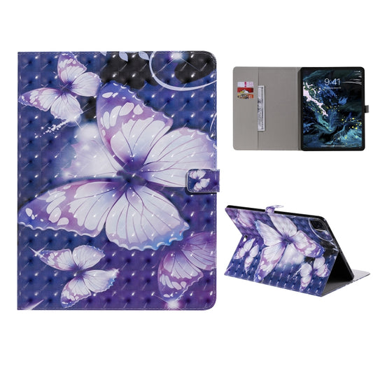 For iPad Pro 12.9 (2020) 3D Colored Drawing Horizontal Flip Leather Tablet Case with Holder & Card Slot & Wallet(Purple Butterfly) - iPad Pro 12.9 (2020) Cases by buy2fix | Online Shopping UK | buy2fix