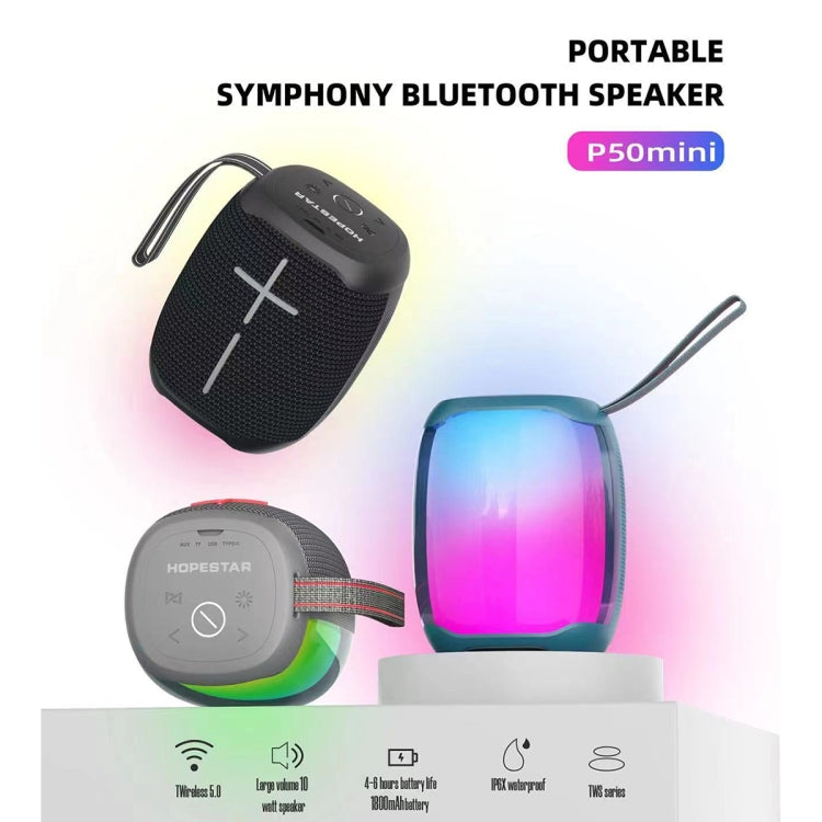 HOPESTAR P50 mini TWS Outdoor RGB Light IPX6 Waterproof Bluetooth Speaker(Blue) - Waterproof Speaker by HOPESTAR | Online Shopping UK | buy2fix