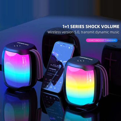 HOPESTAR P50 mini TWS Outdoor RGB Light IPX6Waterproof Bluetooth Speaker(Black) - Waterproof Speaker by HOPESTAR | Online Shopping UK | buy2fix