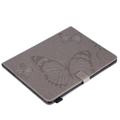 For iPad Pro 12.9 (2020) Pressed Printing Butterfly Pattern Horizontal Flip Leather Tablet Case with Holder & Card Slots & Wallet(Grey) - iPad Pro 12.9 (2020) Cases by buy2fix | Online Shopping UK | buy2fix