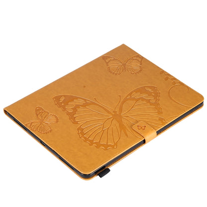 For iPad Pro 12.9 (2020) Pressed Printing Butterfly Pattern Horizontal Flip Leather Tablet Case with Holder & Card Slots & Wallet(Yellow) - iPad Pro 12.9 (2020) Cases by buy2fix | Online Shopping UK | buy2fix