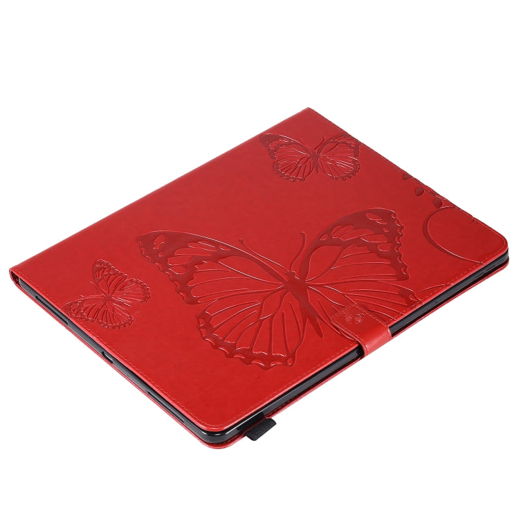 For iPad Pro 12.9 (2020) Pressed Printing Butterfly Pattern Horizontal Flip Leather Tablet Case with Holder & Card Slots & Wallet(Red) - iPad Pro 12.9 (2020) Cases by buy2fix | Online Shopping UK | buy2fix
