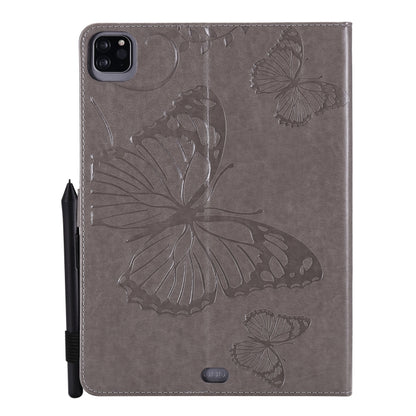 For iPad Pro 11 (2020) Pressed Printing Butterfly Pattern Horizontal Flip Leather Tablet Case with Holder & Card Slots & Wallet(Grey) - iPad Pro 11 (2020) Cases by buy2fix | Online Shopping UK | buy2fix