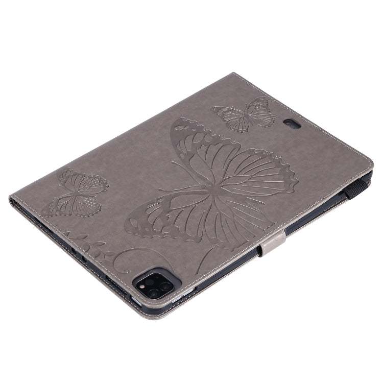 For iPad Pro 11 (2020) Pressed Printing Butterfly Pattern Horizontal Flip Leather Tablet Case with Holder & Card Slots & Wallet(Grey) - iPad Pro 11 (2020) Cases by buy2fix | Online Shopping UK | buy2fix