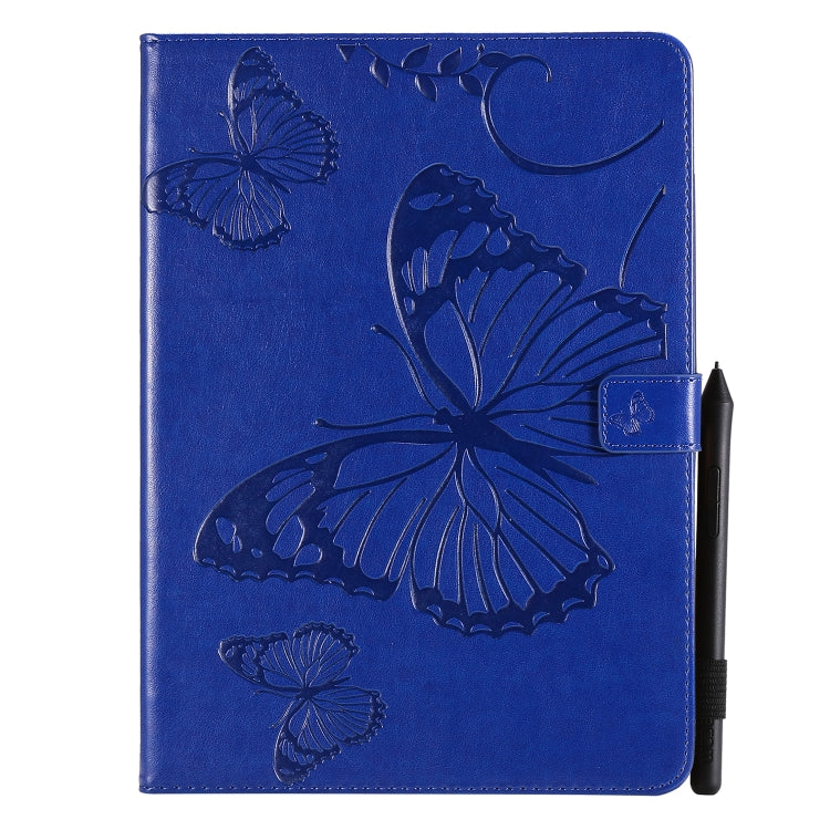 For iPad Pro 11 (2020) Pressed Printing Butterfly Pattern Horizontal Flip Leather Tablet Case with Holder & Card Slots & Wallet(Blue) - iPad Pro 11 (2020) Cases by buy2fix | Online Shopping UK | buy2fix