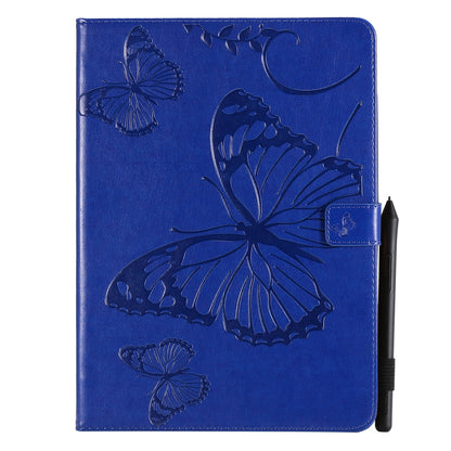 For iPad Pro 11 (2020) Pressed Printing Butterfly Pattern Horizontal Flip Leather Tablet Case with Holder & Card Slots & Wallet(Blue) - iPad Pro 11 (2020) Cases by buy2fix | Online Shopping UK | buy2fix
