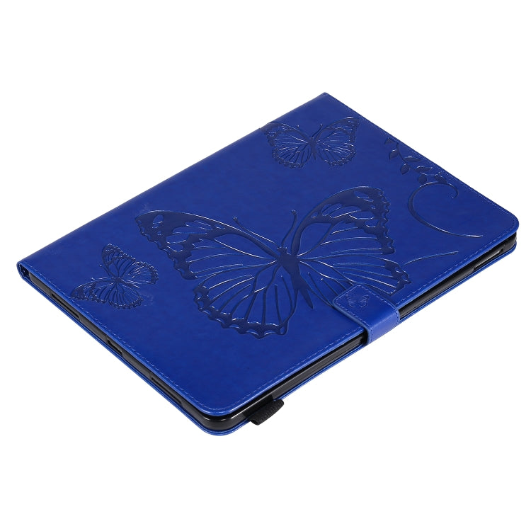 For iPad Pro 11 (2020) Pressed Printing Butterfly Pattern Horizontal Flip Leather Tablet Case with Holder & Card Slots & Wallet(Blue) - iPad Pro 11 (2020) Cases by buy2fix | Online Shopping UK | buy2fix