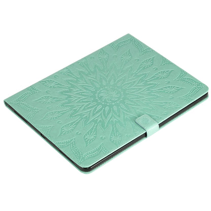 For iPad Pro 12.9 (2020) & Pro 12.9 (2018) Pressed Printing Sunflower Pattern Horizontal Flip PU Leather Tablet Case with Holder & Card Slots & Wallet(Green) - iPad Pro 12.9 (2020) Cases by buy2fix | Online Shopping UK | buy2fix