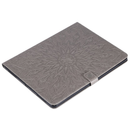 For iPad Pro 12.9 (2020)  & Pro 12.9 (2018) Pressed Printing Sunflower Pattern Horizontal Flip PU Leather Tablet Case with Holder & Card Slots & Wallet(Grey) - iPad Pro 12.9 (2020) Cases by buy2fix | Online Shopping UK | buy2fix