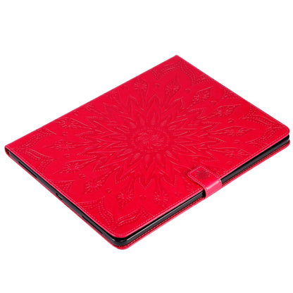 For iPad Pro 12.9 (2020) & Pro 12.9 (2018) Pressed Printing Sunflower Pattern Horizontal Flip PU Leather Tablet Case with Holder & Card Slots & Wallet(Red) - iPad Pro 12.9 (2020) Cases by buy2fix | Online Shopping UK | buy2fix