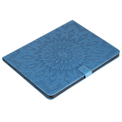 For iPad Pro 12.9 (2020) & Pro 12.9 (2018) Pressed Printing Sunflower Pattern Horizontal Flip PU Leather Tablet Case with Holder & Card Slots & Wallet(Blue) - iPad Pro 12.9 (2020) Cases by buy2fix | Online Shopping UK | buy2fix