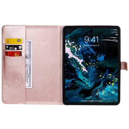For iPad Pro 12.9 (2020) & Pro 12.9 (2018) Pressed Printing Sunflower Pattern Horizontal Flip PU Leather Tablet Case with Holder & Card Slots & Wallet(Rose Gold) - iPad Pro 12.9 (2020) Cases by buy2fix | Online Shopping UK | buy2fix