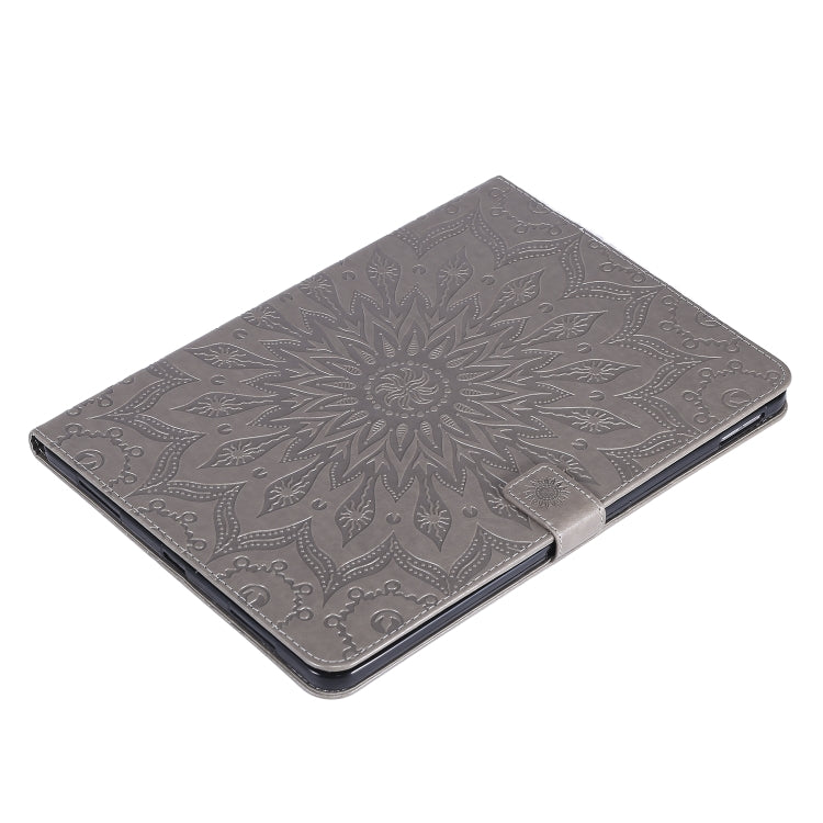 For iPad Pro 11 (2020) Pressed Printing Sunflower Pattern Horizontal Flip PU Leather Tablet Case with Holder & Card Slots & Wallet(Grey) - iPad Pro 11 (2020) Cases by buy2fix | Online Shopping UK | buy2fix