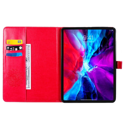 For iPad Pro 11 (2020) Pressed Printing Sunflower Pattern Horizontal Flip PU Leather Tablet Case with Holder & Card Slots & Wallet(Red) - iPad Pro 11 (2020) Cases by buy2fix | Online Shopping UK | buy2fix