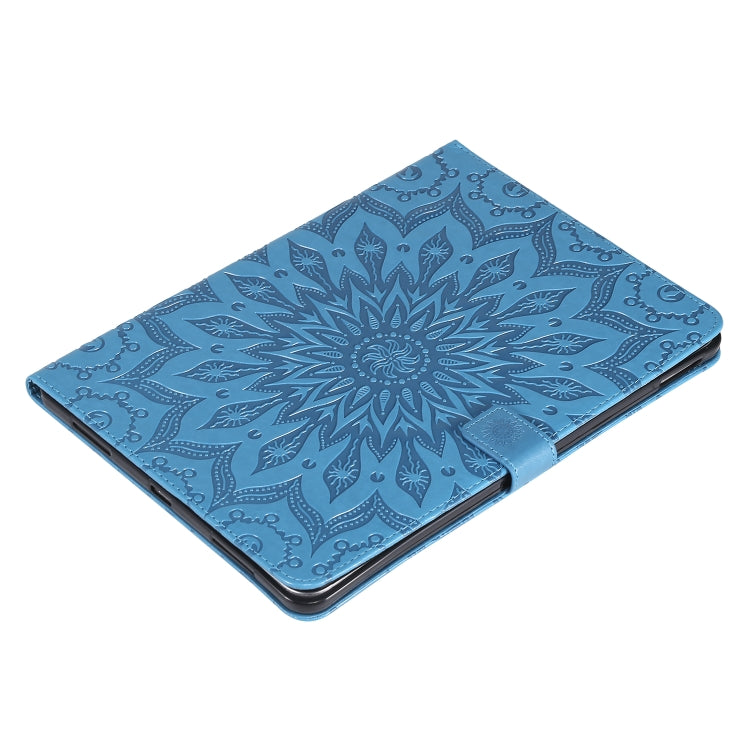 For iPad Pro 11 (2020) Pressed Printing Sunflower Pattern Horizontal Flip PU Leather Tablet Case with Holder & Card Slots & Wallet(Blue) - iPad Pro 11 (2020) Cases by buy2fix | Online Shopping UK | buy2fix