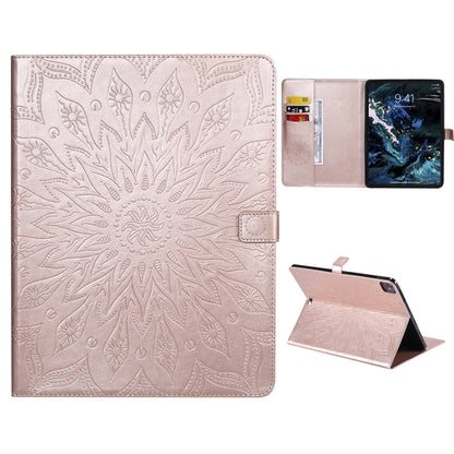 For iPad Pro 11 (2020) Pressed Printing Sunflower Pattern Horizontal Flip PU Leather Tablet Case with Holder & Card Slots & Wallet(Rose Gold) - iPad Pro 11 (2020) Cases by buy2fix | Online Shopping UK | buy2fix