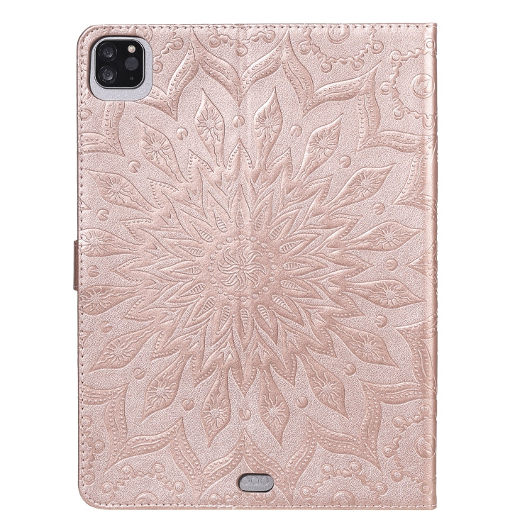 For iPad Pro 11 (2020) Pressed Printing Sunflower Pattern Horizontal Flip PU Leather Tablet Case with Holder & Card Slots & Wallet(Rose Gold) - iPad Pro 11 (2020) Cases by buy2fix | Online Shopping UK | buy2fix