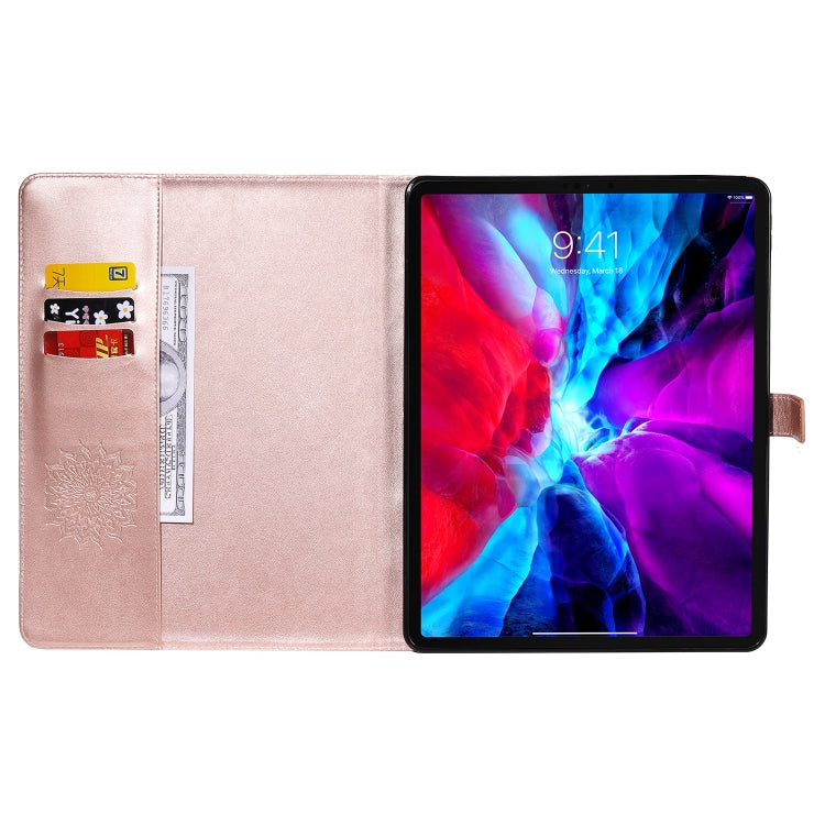 For iPad Pro 11 (2020) Pressed Printing Sunflower Pattern Horizontal Flip PU Leather Tablet Case with Holder & Card Slots & Wallet(Rose Gold) - iPad Pro 11 (2020) Cases by buy2fix | Online Shopping UK | buy2fix