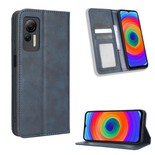 For Ulefone Note 14 Magnetic Buckle Retro Texture Leather Phone Case(Blue) by buy2fix