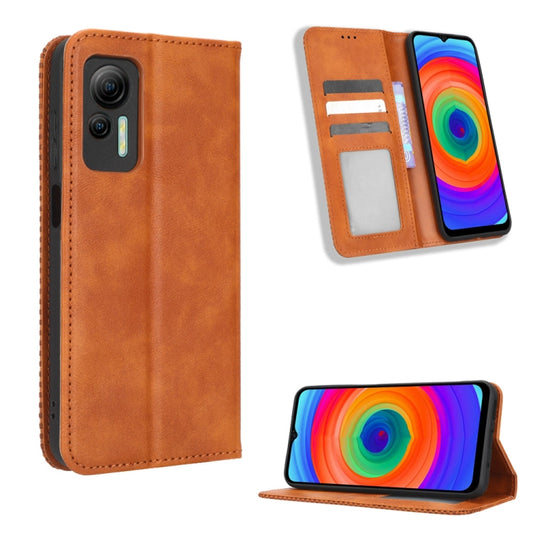 For Ulefone Note 14 Magnetic Buckle Retro Texture Leather Phone Case(Brown) by buy2fix