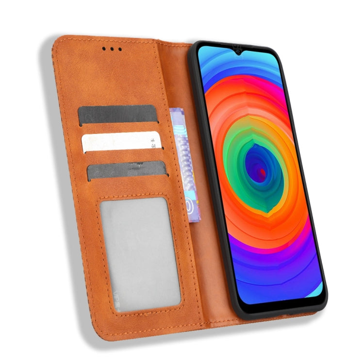 For Ulefone Note 14 Magnetic Buckle Retro Texture Leather Phone Case(Brown) by buy2fix