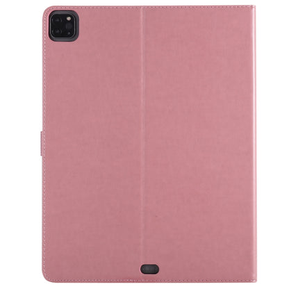 For iPad Pro 12.9 (2020) Pressed Printing Cat and Tree Pattern Horizontal Flip Leather Tablet Case with Holder & Card Slots & Wallet(Pink) - iPad Pro 12.9 (2020) Cases by buy2fix | Online Shopping UK | buy2fix