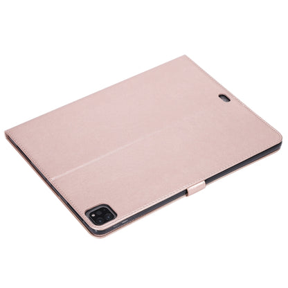 For iPad Pro 12.9 (2020) Pressed Printing Cat and Tree Pattern Horizontal Flip Leather Tablet Case with Holder & Card Slots & Wallet(Rose Gold) - iPad Pro 12.9 (2020) Cases by buy2fix | Online Shopping UK | buy2fix