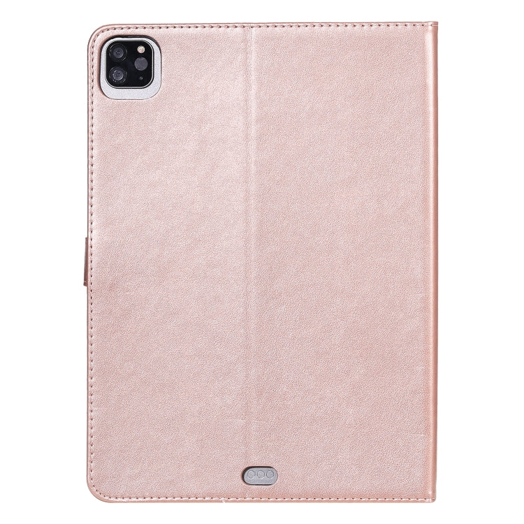 For iPad Pro 11 (2020) Pressed Printing Cat and Tree Pattern Horizontal Flip Leather Tablet Case with Holder & Card Slots & Wallet(Rose Gold) - iPad Pro 11 (2020) Cases by buy2fix | Online Shopping UK | buy2fix
