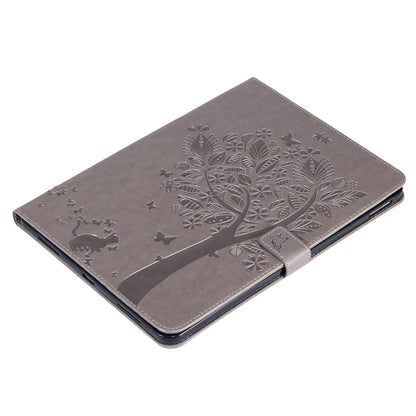 For iPad Pro 11 (2020) Pressed Printing Cat and Tree Pattern Horizontal Flip Leather Tablet Case with Holder & Card Slots & Wallet(Grey) - iPad Pro 11 (2020) Cases by buy2fix | Online Shopping UK | buy2fix