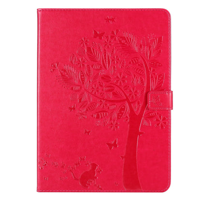 For iPad Pro 11 (2020) Pressed Printing Cat and Tree Pattern Horizontal Flip Leather Tablet Case with Holder & Card Slots & Wallet(Red) - iPad Pro 11 (2020) Cases by buy2fix | Online Shopping UK | buy2fix