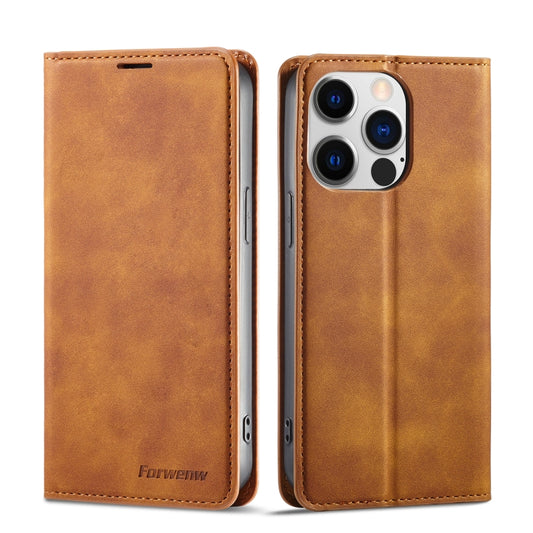 For iPhone 14 Forwenw Dream Series Oil Edge Strong Magnetism Leather Phone Case(Brown) - iPhone 14 Cases by Forwenw | Online Shopping UK | buy2fix