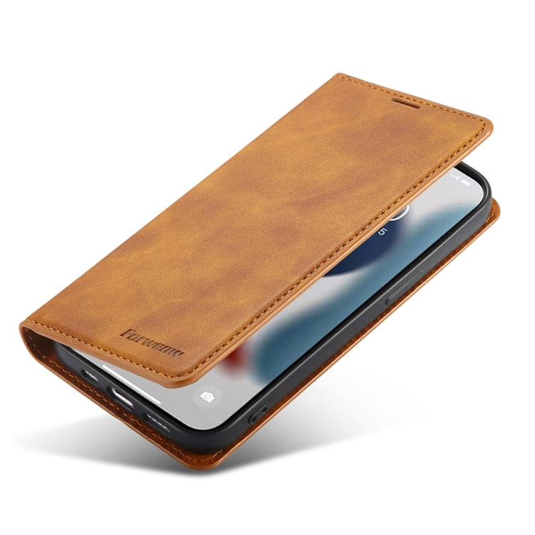 For iPhone 14 Pro Forwenw Dream Series Oil Edge Strong Magnetism Leather Phone Case(Brown) - iPhone 14 Pro Cases by Forwenw | Online Shopping UK | buy2fix