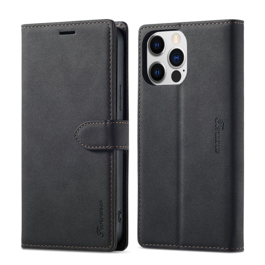 For iPhone 14 Forwenw F1 Series Matte Strong Magnetism Leather Phone Case(Black) - iPhone 14 Cases by Forwenw | Online Shopping UK | buy2fix