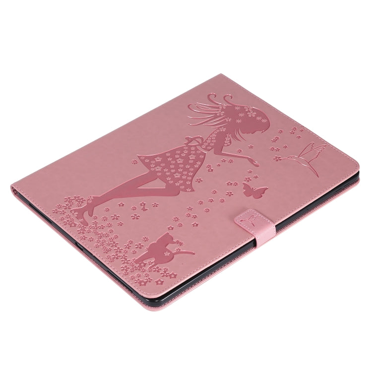 For iPad Pro 12.9 (2020) Pressed Printing Woman and Cat Pattern Horizontal Flip Leather Tablet Case with Holder & Card Slots & Wallet(Pink) - iPad Pro 12.9 (2020) Cases by buy2fix | Online Shopping UK | buy2fix