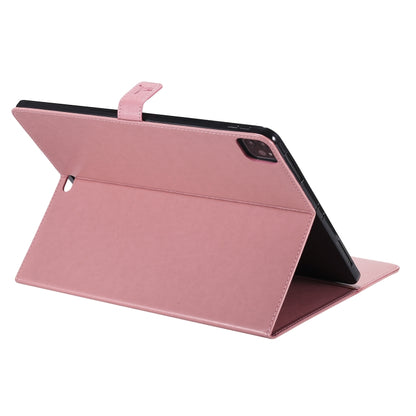 For iPad Pro 12.9 (2020) Pressed Printing Woman and Cat Pattern Horizontal Flip Leather Tablet Case with Holder & Card Slots & Wallet(Pink) - iPad Pro 12.9 (2020) Cases by buy2fix | Online Shopping UK | buy2fix