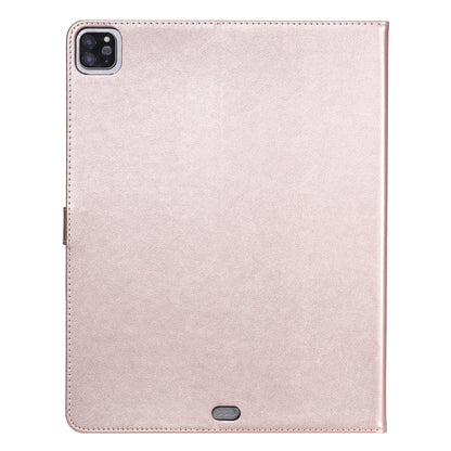 For iPad Pro 12.9 (2020) Pressed Printing Woman and Cat Pattern Horizontal Flip Leather Tablet Case with Holder & Card Slots & Wallet(Rose Gold) - iPad Pro 12.9 (2020) Cases by buy2fix | Online Shopping UK | buy2fix