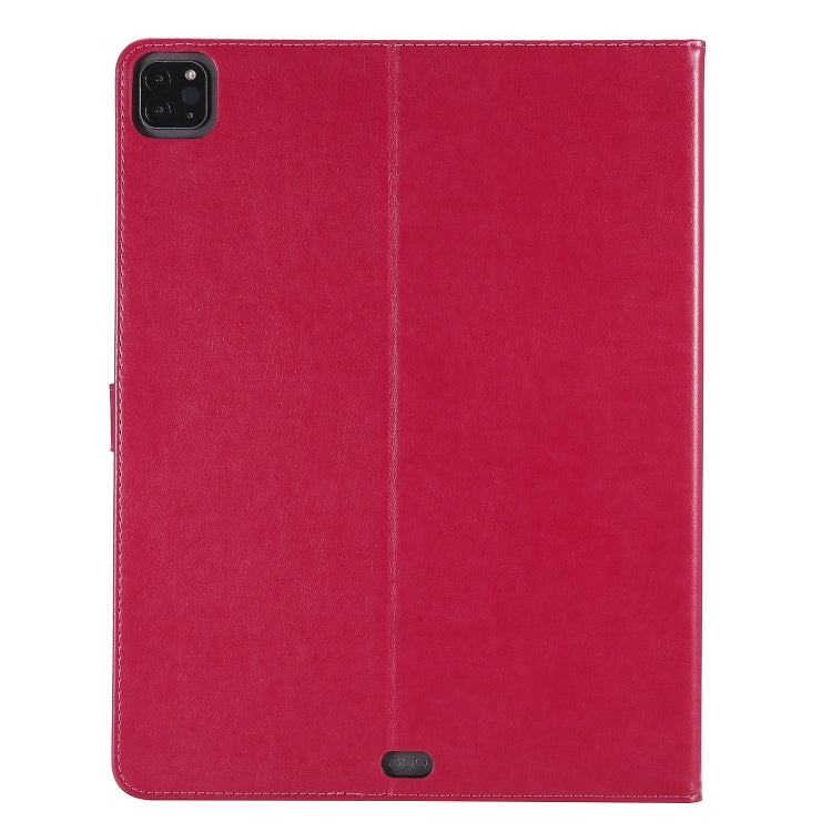 For iPad Pro 12.9 (2020) Pressed Printing Woman and Cat Pattern Horizontal Flip Leather Tablet Case with Holder & Card Slots & Wallet(Red) - iPad Pro 12.9 (2020) Cases by buy2fix | Online Shopping UK | buy2fix