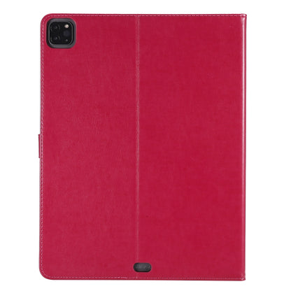 For iPad Pro 12.9 (2020) Pressed Printing Woman and Cat Pattern Horizontal Flip Leather Tablet Case with Holder & Card Slots & Wallet(Red) - iPad Pro 12.9 (2020) Cases by buy2fix | Online Shopping UK | buy2fix