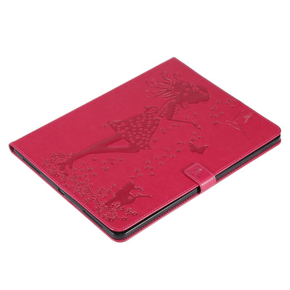 For iPad Pro 12.9 (2020) Pressed Printing Woman and Cat Pattern Horizontal Flip Leather Tablet Case with Holder & Card Slots & Wallet(Red) - iPad Pro 12.9 (2020) Cases by buy2fix | Online Shopping UK | buy2fix